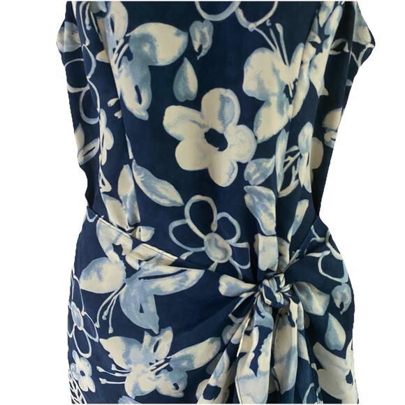 Vintage 90s Y2K Rampage R-Wear Size 7 Dress Blue Faux Wrap Hawaiian Tropical - Picture 3 of 9